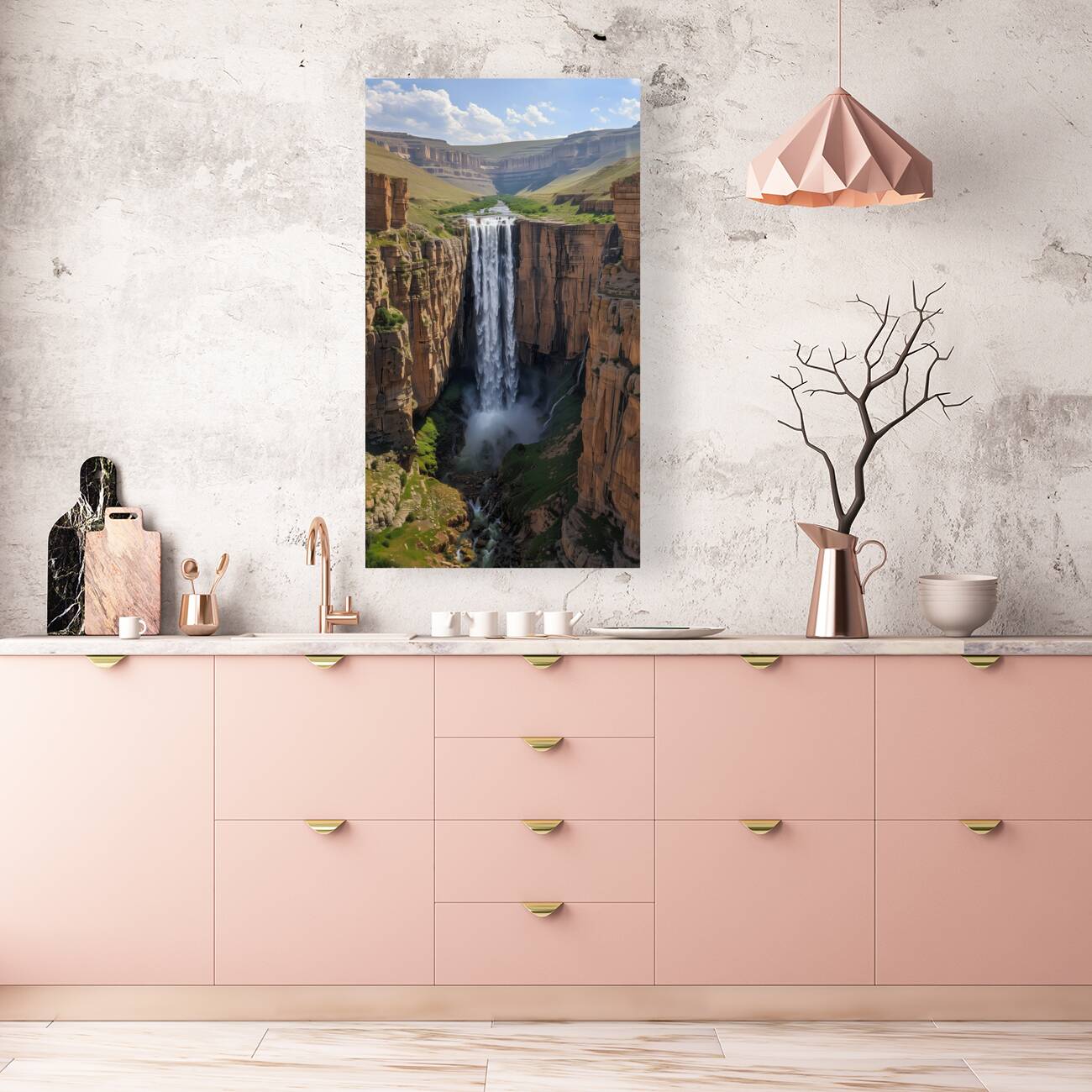 Aerial view of the earths canyon with a huge wa b Reproduction