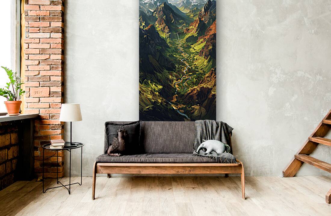 An aerial view of the majestic Icelandic landsc c Reproduction