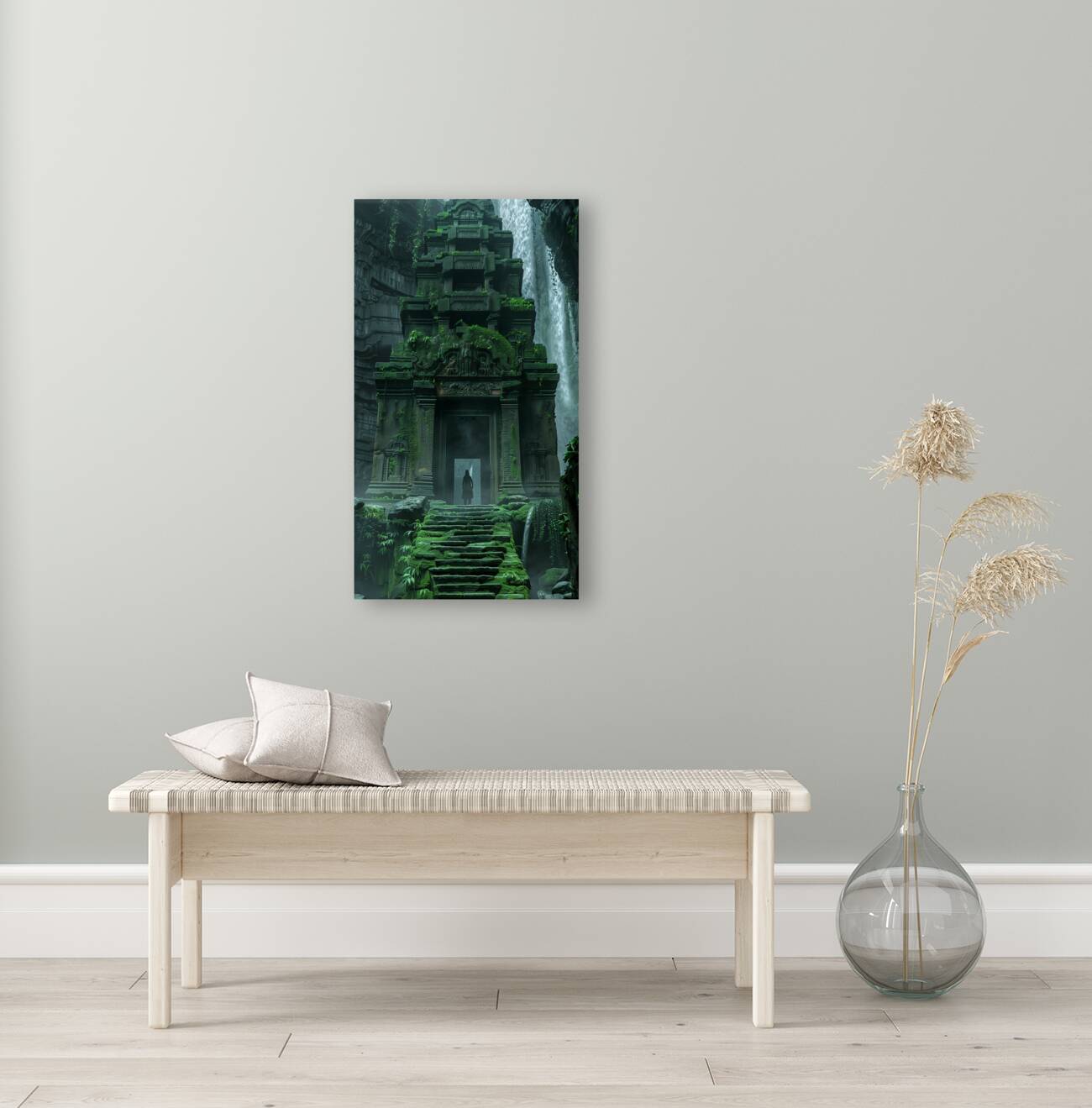 An ancient temple entrance stairs leading down  d Reproduction