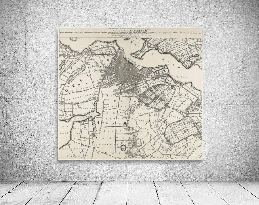 Kaart van Amsterdam en omliggende gebieden Danie Wall Preview