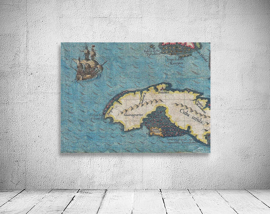 1591 De Bry and Le Moyne Map of Florida and Cuba Wall Preview