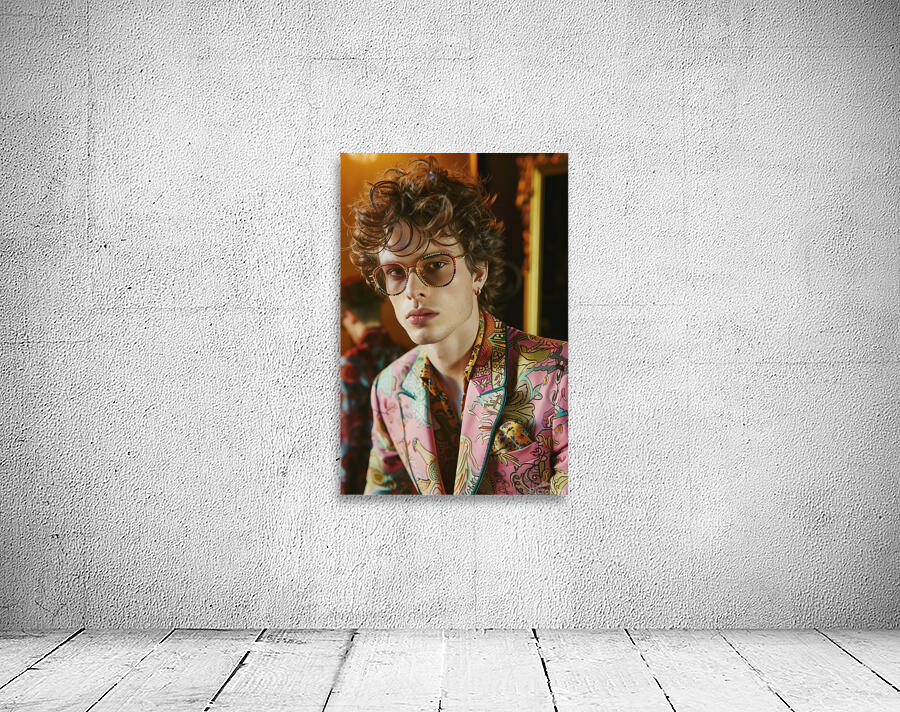 A cool MAN 90s model wearing rectangular glasse 7 Wall Preview