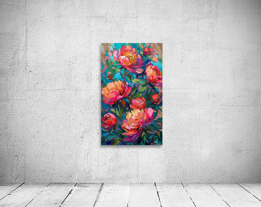 A beautiful painting of peonies in the style of f Wall Preview