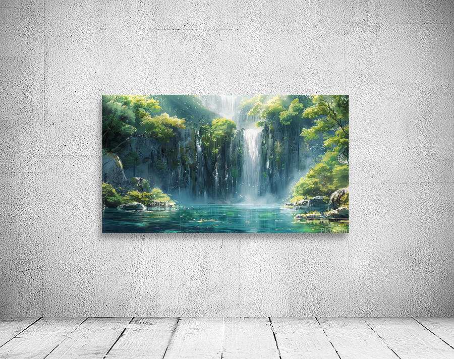 A breathtaking vista of a cascading waterfall f 1 Wall Preview