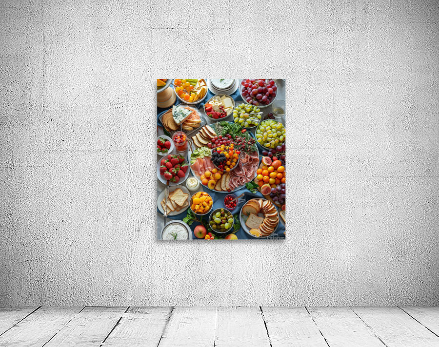 a top view of colorful table set with many diff 2 Wall Preview