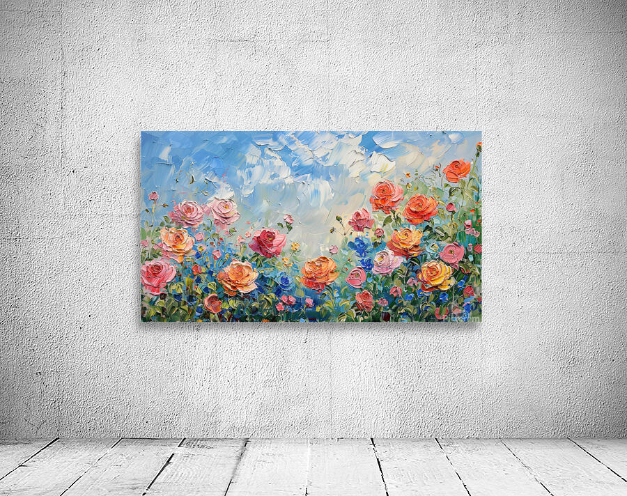 A tranquil garden scene adorned with blooming r 0 Wall Preview