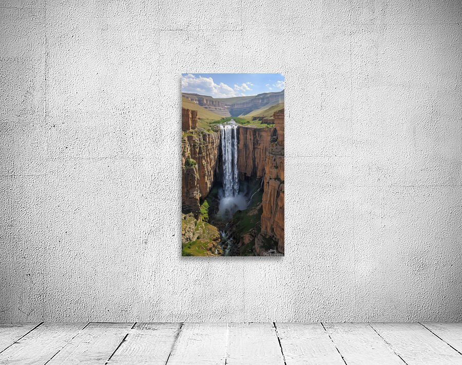 Aerial view of the earths canyon with a huge wa b Wall Preview