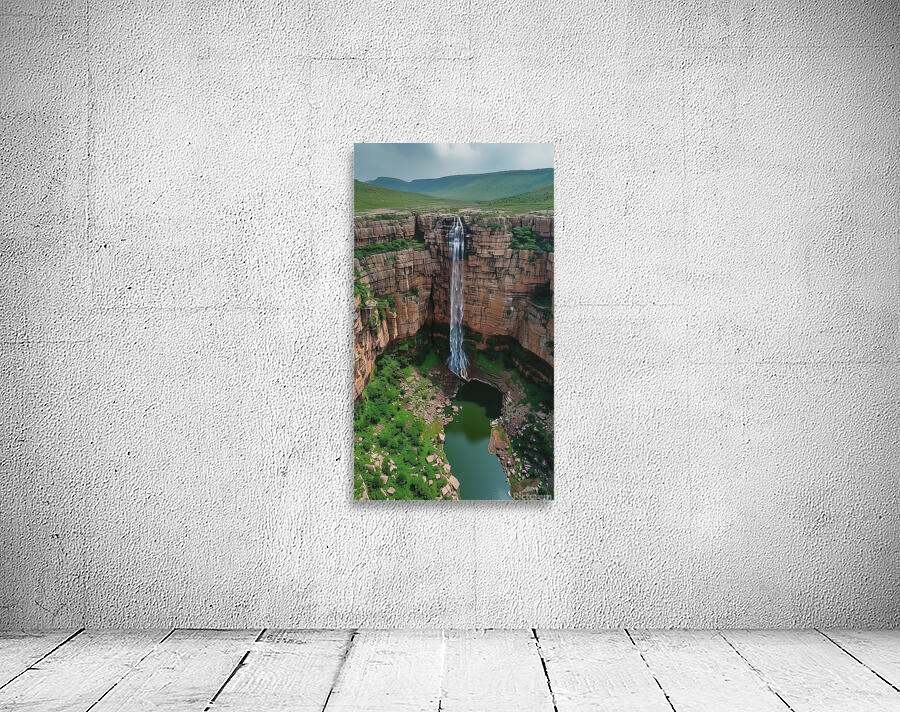 Aerial view of the earths canyon with a huge wa a Wall Preview