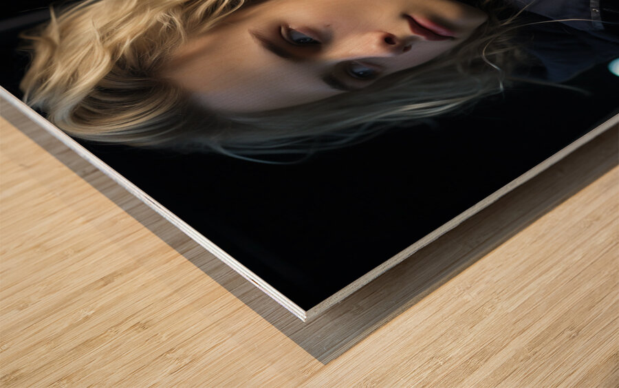 A close up portrait of a very attractive 18 yea e Wood print