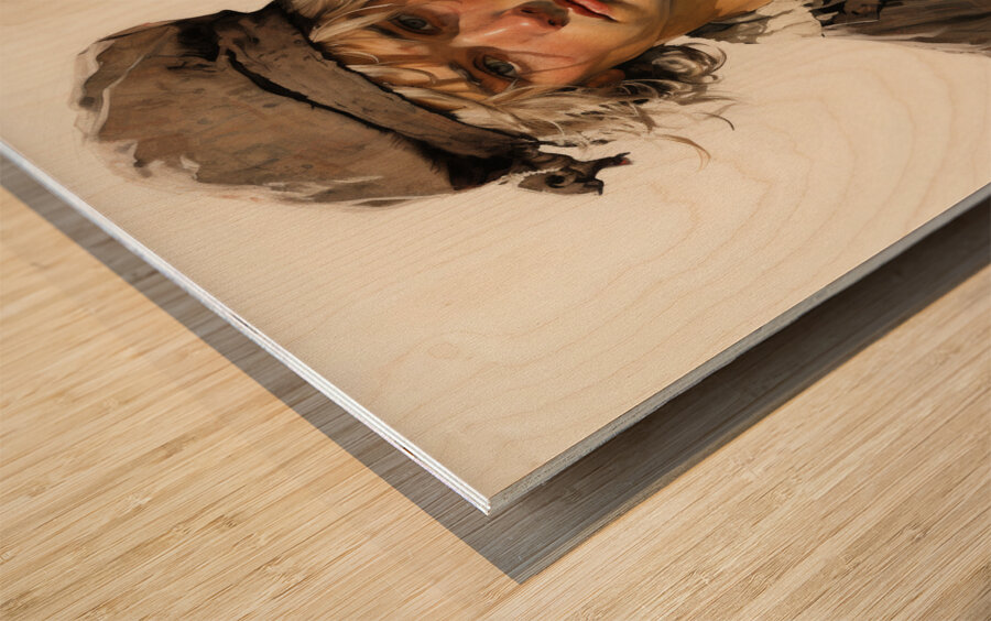 A color illustration of a young man blonde hair 5 Wood print