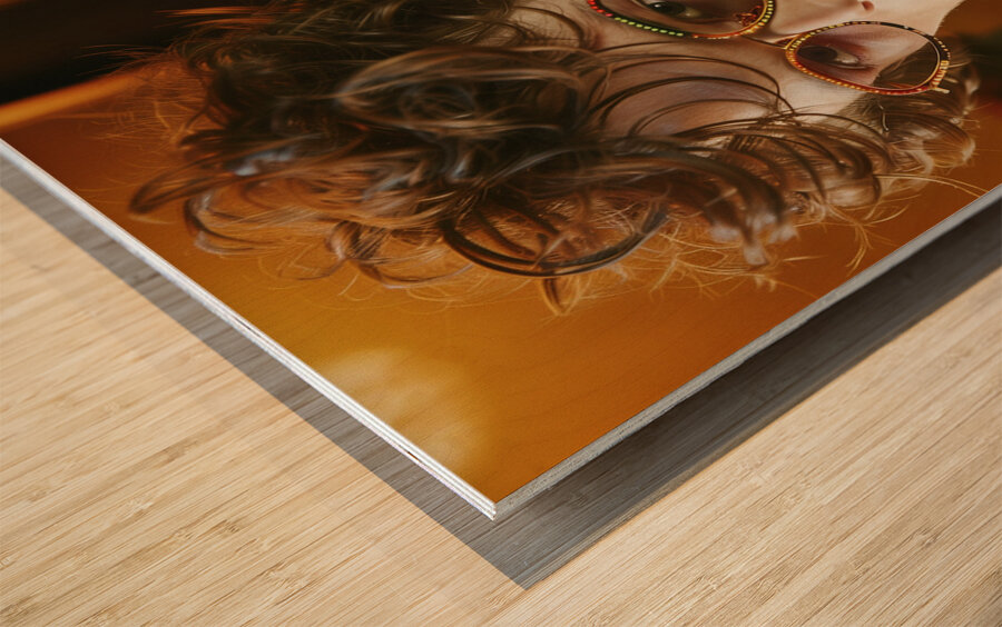 A cool MAN 90s model wearing rectangular glasse 7 Wood print