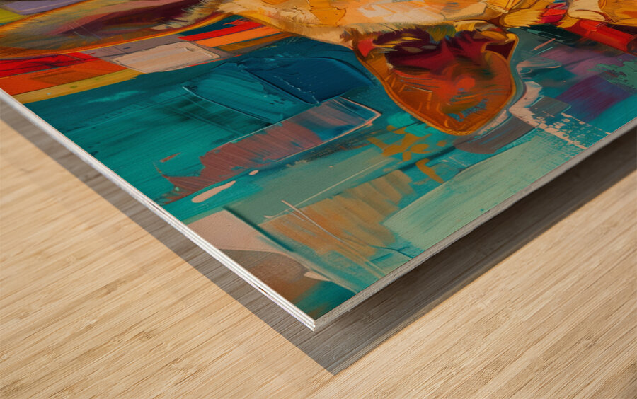 A beautiful chahuahua lying on owner in the sof 7 Wood print