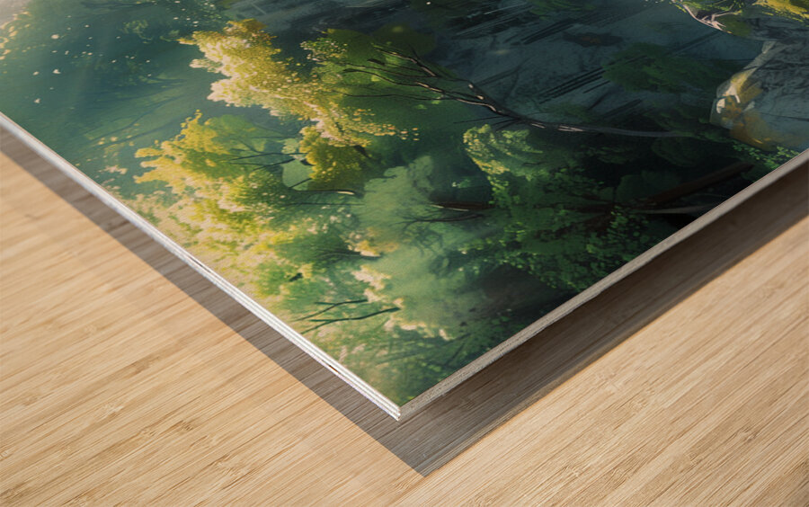 A breathtaking vista of a cascading waterfall f 1 Wood print