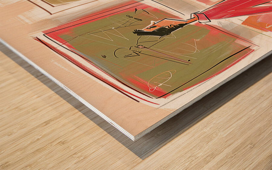 a family is visiting art museum in style of All c Wood print