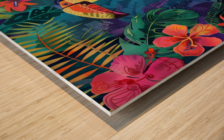 A painting in the style of imitation batik psyc d 1717467630.8498 Wood print