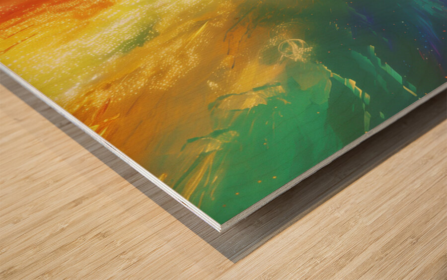 A surreal and quirky art piece with a color pal 3 Wood print