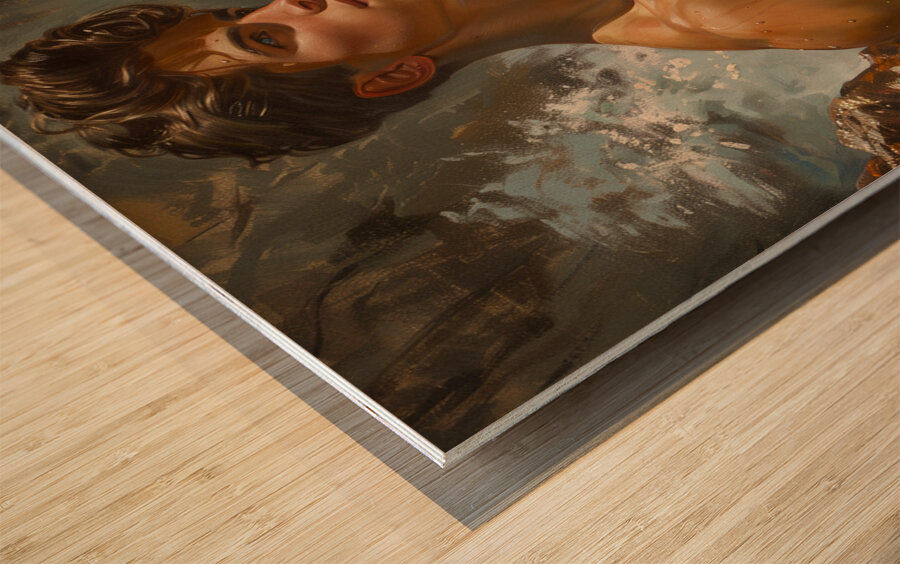 adolescent latino boy at the beach waves in the d Wood print