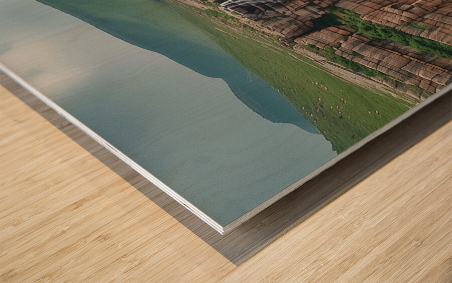 Aerial view of the earths canyon with a huge wa a Wood print