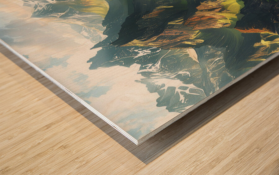 An aerial view of the majestic Icelandic landsc c Wood print