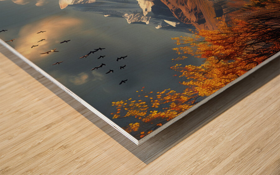 An Alaskas dreamlike Denali mountain scene with a Wood print