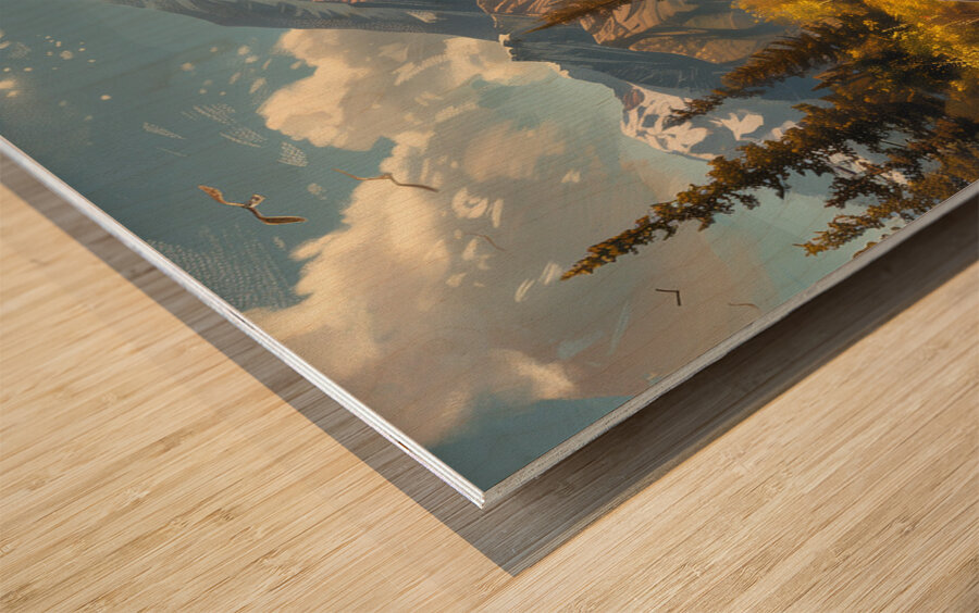 An Alaskas dreamlike Denali mountain scene with b Wood print