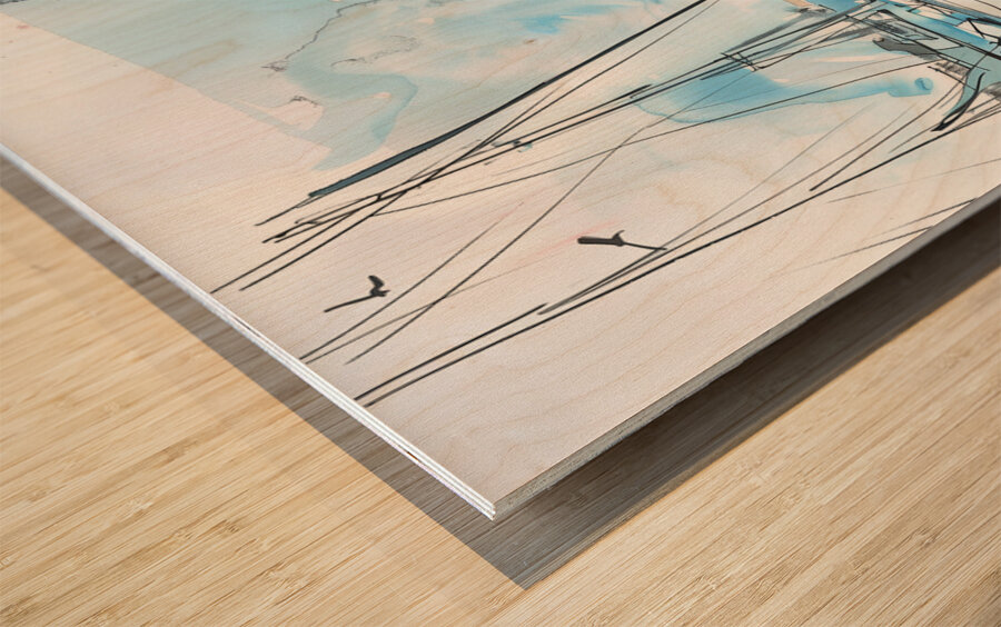 Annapolis Maryland USA  watercolor sketch in th 2 Wood print