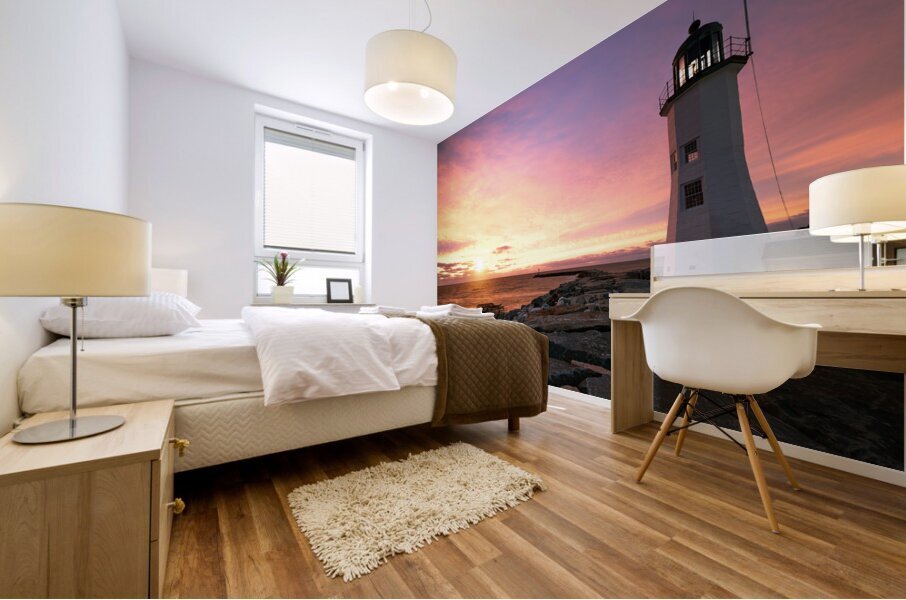 Lighthouse At Sunrise Mural print
