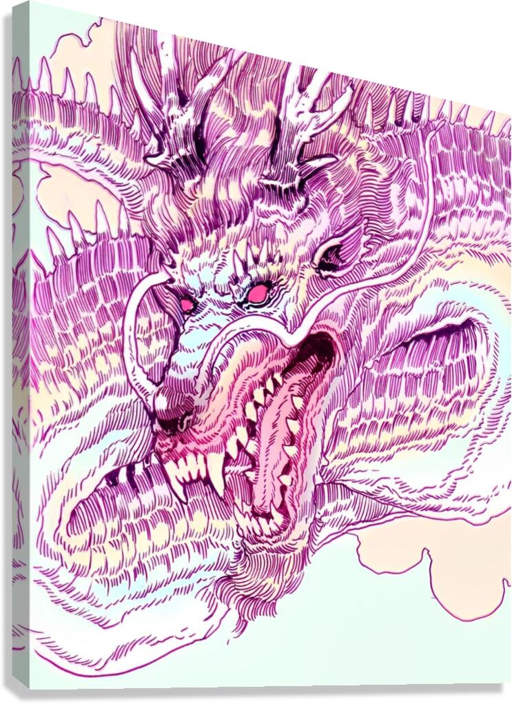 vaporwave dragon japan Canvas Print