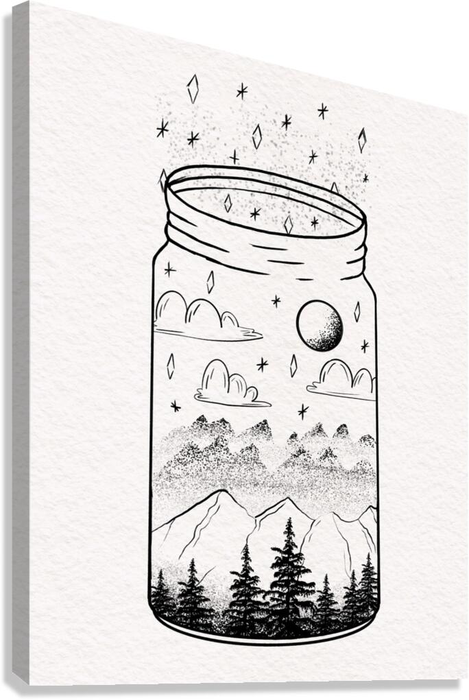 jar moon mountain clouds tree Canvas Print