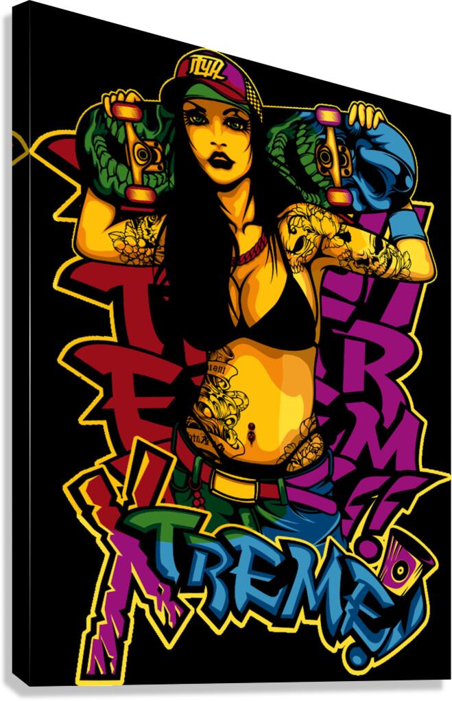 Xtreme skateboard graffiti Canvas Print