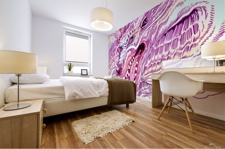 vaporwave dragon japan Mural print