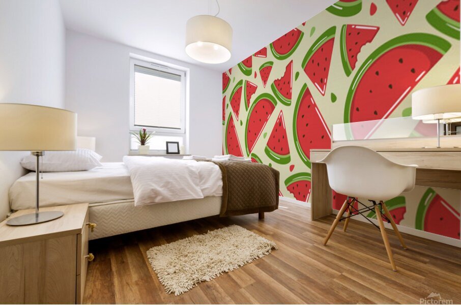 cute watermelon seamless pattern Mural print