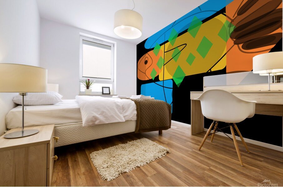 fish retro picture background boho Mural print