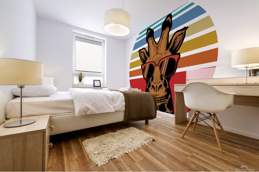 giraffe sunset sunset retro Mural print