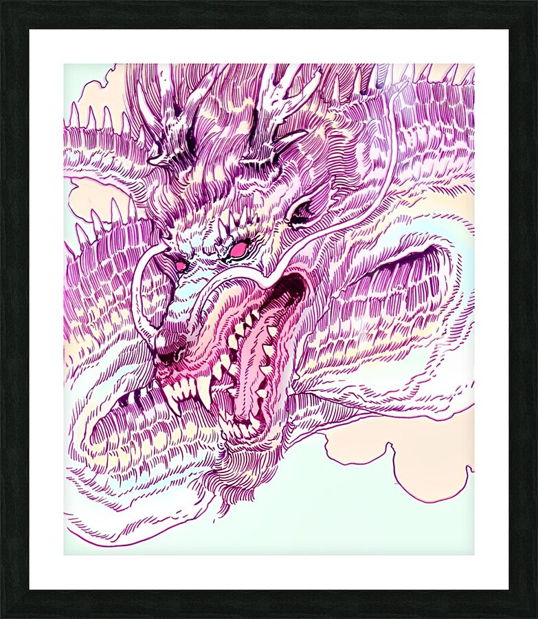 vaporwave dragon japan Picture Frame print