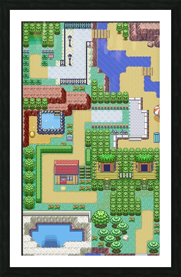 Pixel Map game Picture Frame print