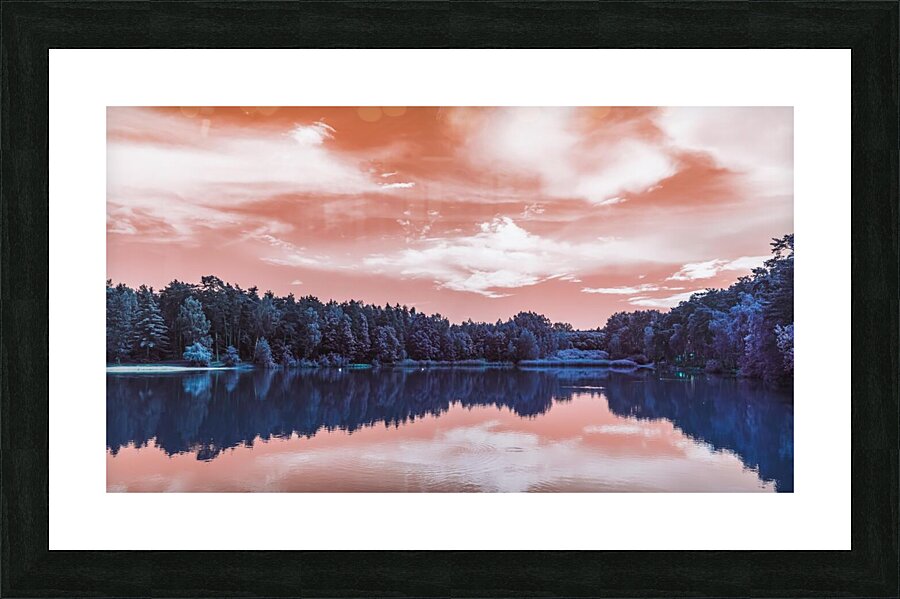 lake sky clouds trees reflection Picture Frame print