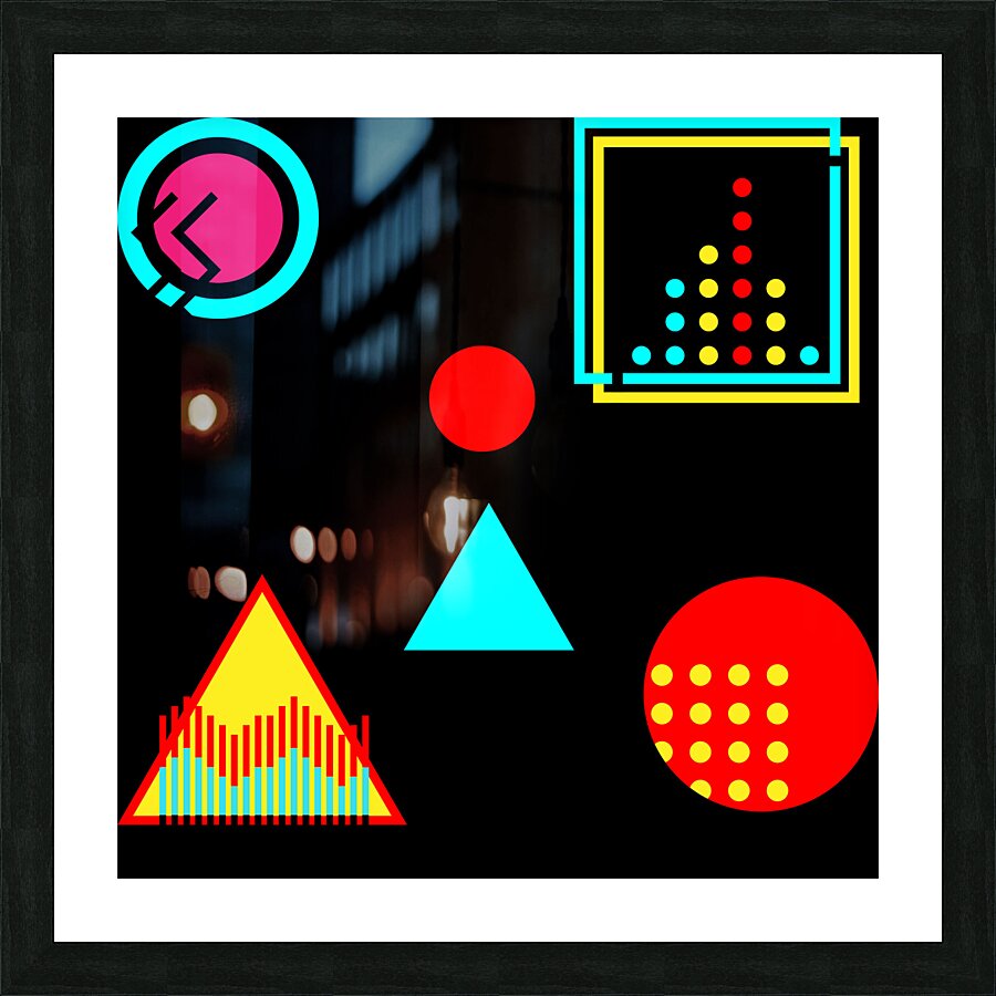 retro zigzags circle triangle Picture Frame print
