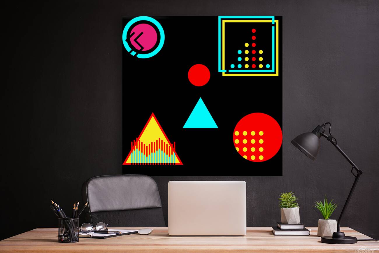 retro zigzags circle triangle Reproduction