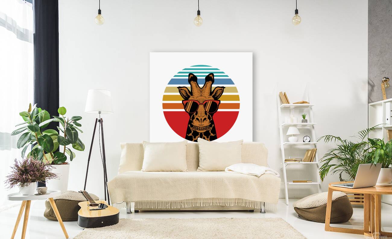 giraffe sunset sunset retro Reproduction