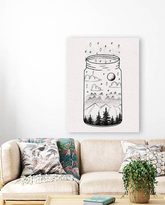 jar moon mountain clouds tree Reproduction