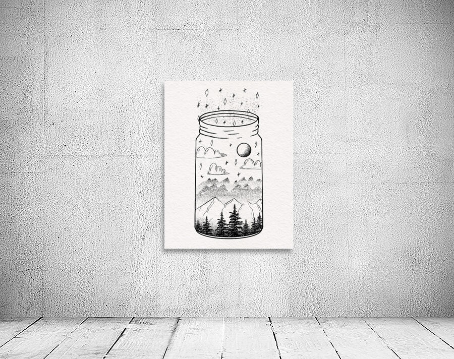 jar moon mountain clouds tree Wall Preview
