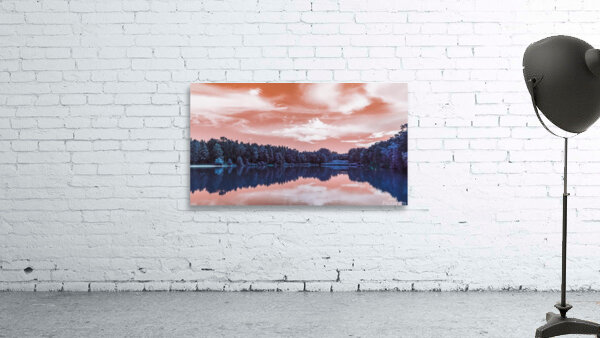 lake sky clouds trees reflection Wall Preview