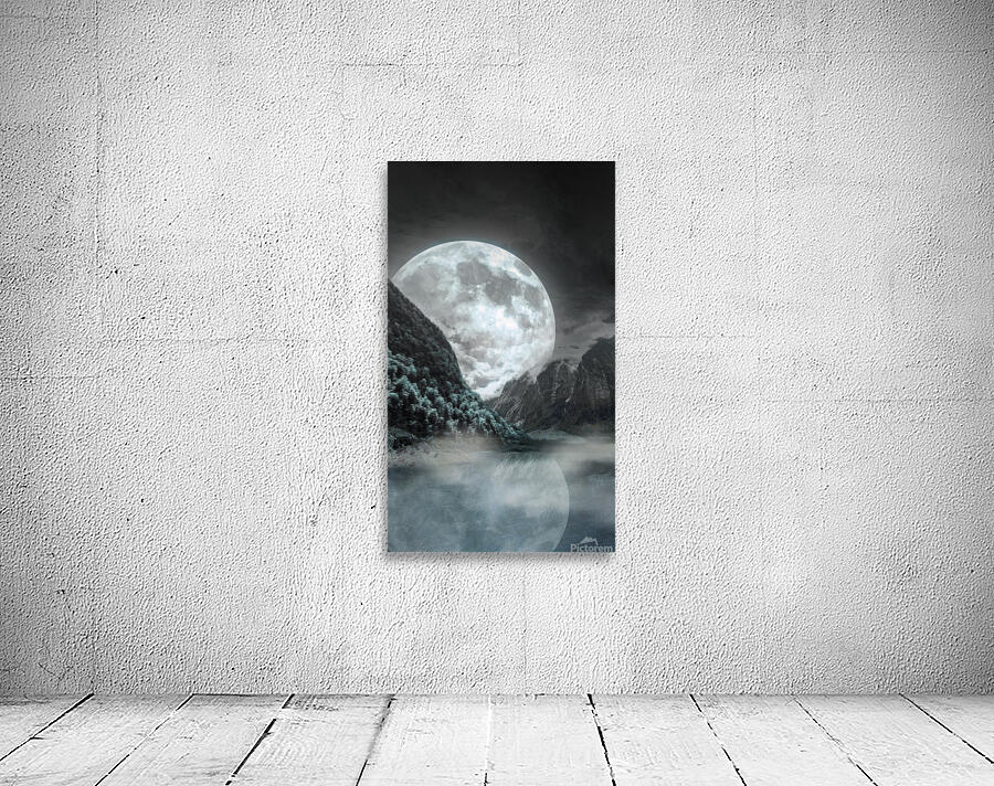 moon lake reflection night Wall Preview