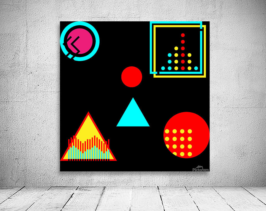 retro zigzags circle triangle Wall Preview