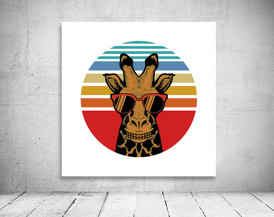 giraffe sunset sunset retro Wall Preview