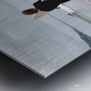 Three Surfers at Malibu with Text Metal print