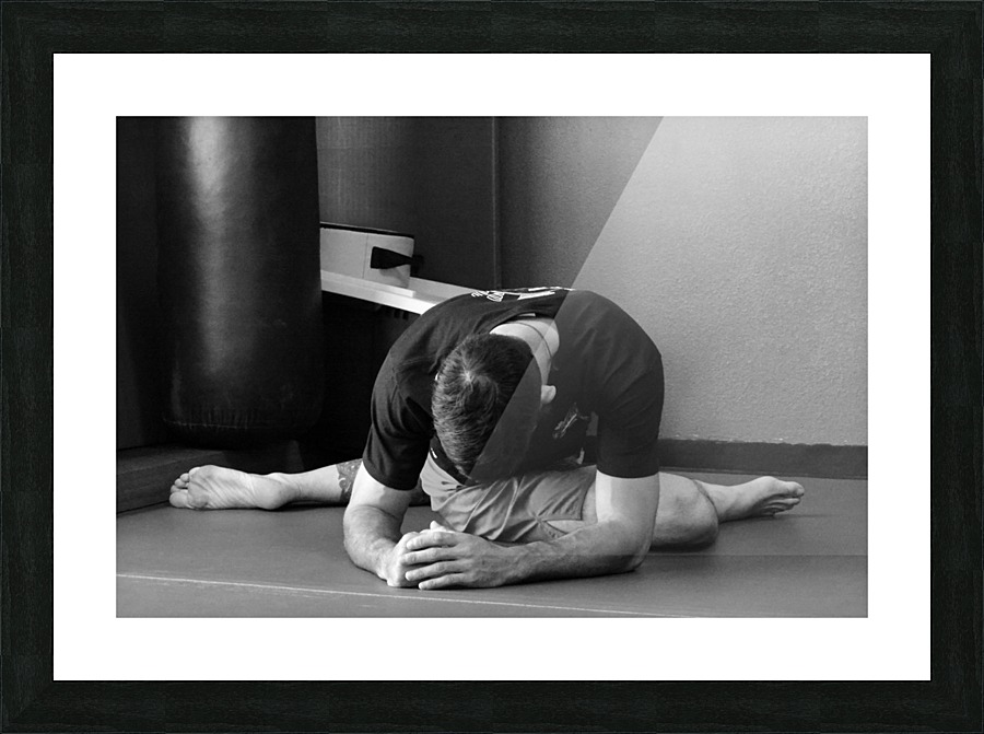 Man Stretching Picture Frame print