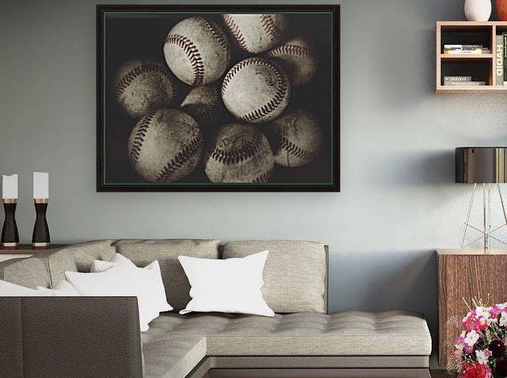 Grungy Baseballs on a Shelf  by Leah McPhail
