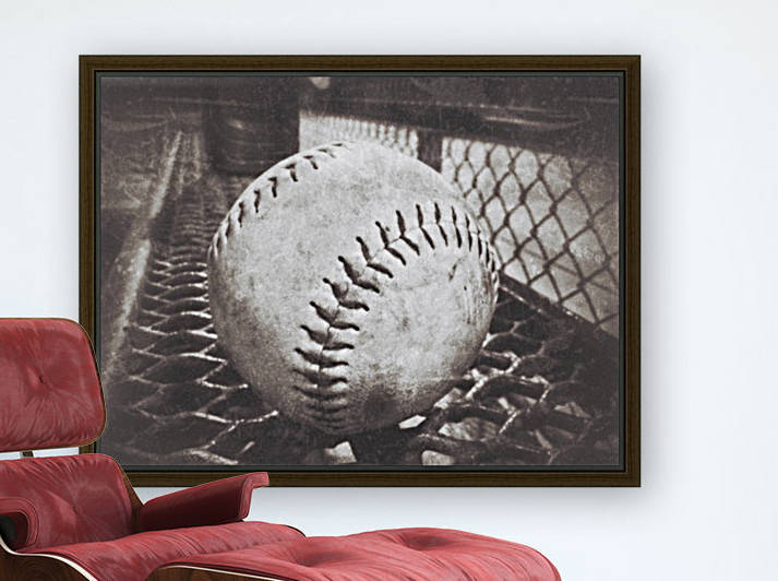 Softball on the Bench in Sepia by Leah McPhail